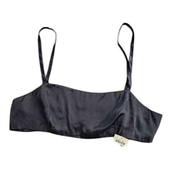 Anthropologie Satin Micro Bra, Bandeau Top, Bralette, Black Size Medium, NWT - Picture 2 of 7